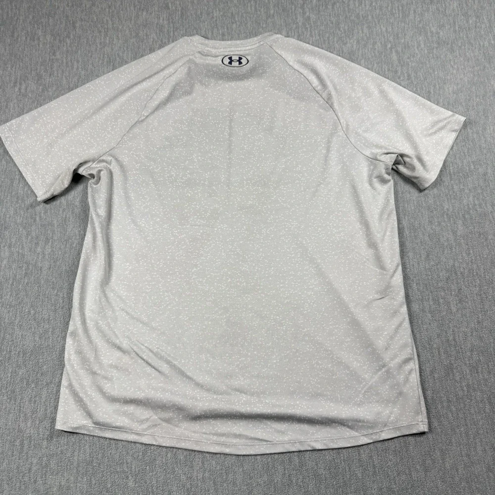 Under Armour T-Shirt Men L Silver The Tech Tee Loose Fit Speckled Athletic Top